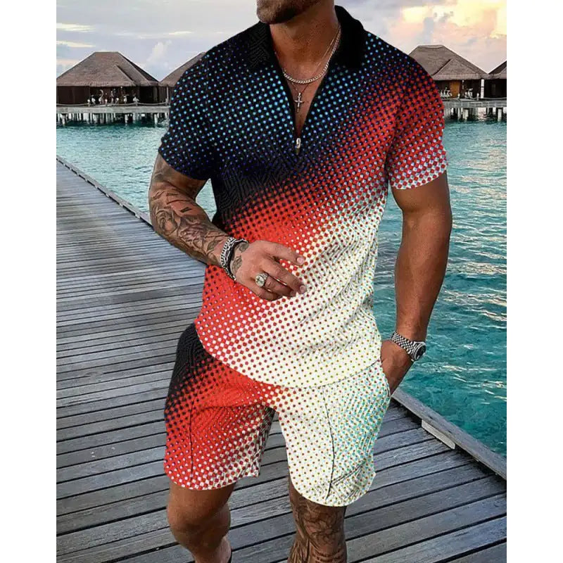 Fashion Casual Polo Two-Piece Set