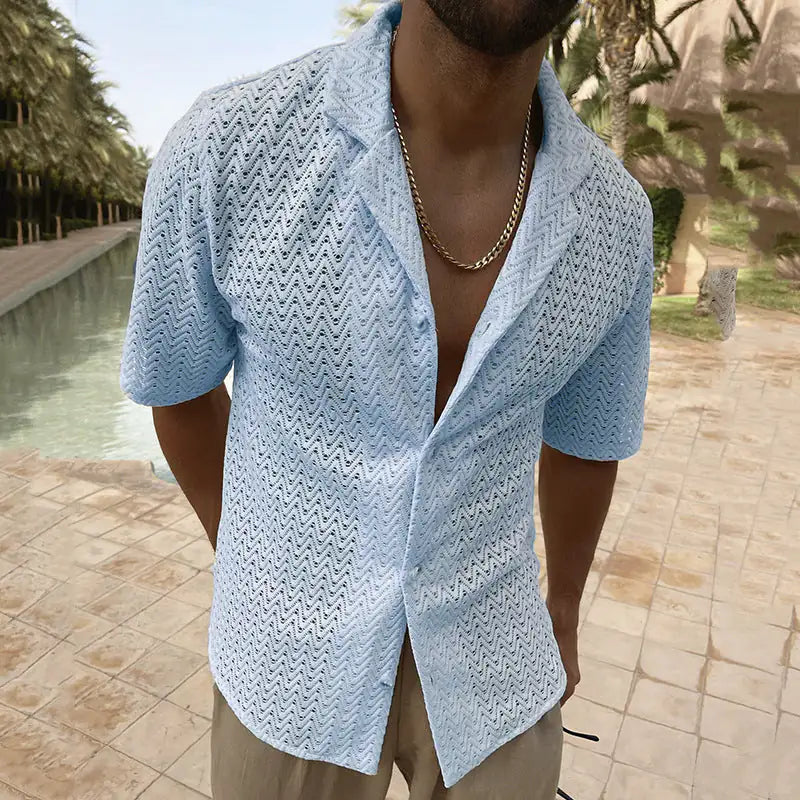 Men's Fashion Hollow Out Knit Shirts