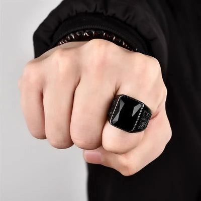 Jiayiqi Men's Stainless Steel Stone Ring