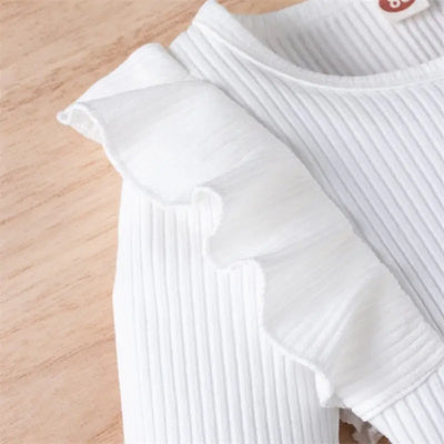 Baby Girl Knitted Ribbed Solid Color Set