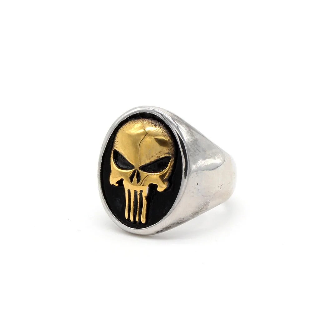 Punisher Skull Ring: Stainless Steel Biker Fashion Jewelry