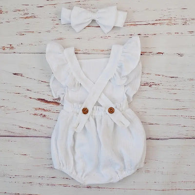 Organic Cotton Summer Baby Girl Romper with bow