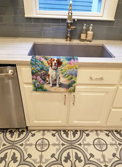Brittany Spaniel Spring Path Kitchen Towel
