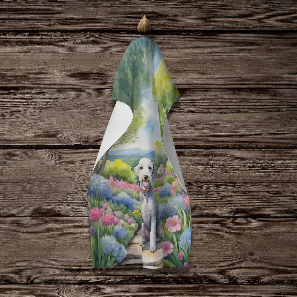 Bedlington Terrier Spring Garden Kitchen Towel