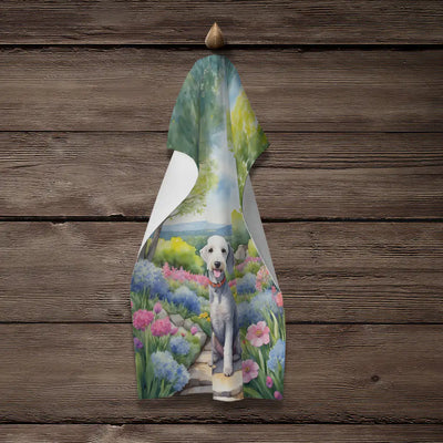 Bedlington Terrier Spring Garden Kitchen Towel