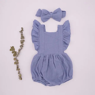 Organic Cotton Summer Baby Girl Romper with bow