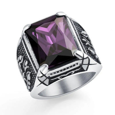 Jiayiqi Men's Stainless Steel Stone Ring