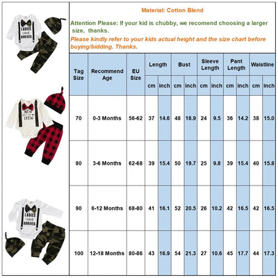 Cute 3PCS Set Newborn Baby Boy Clothes
