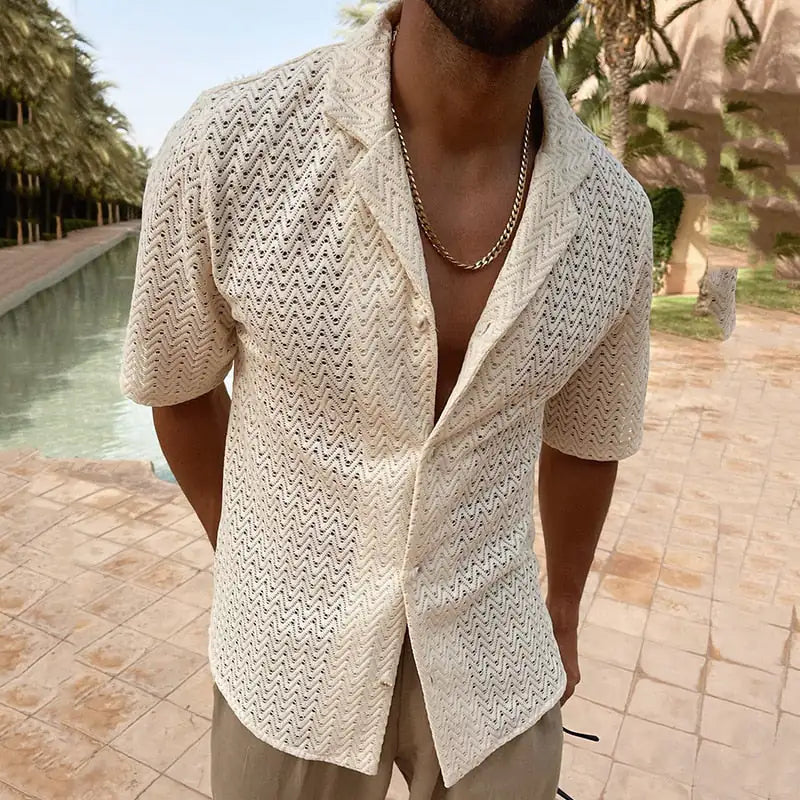 Men's Fashion Hollow Out Knit Shirts