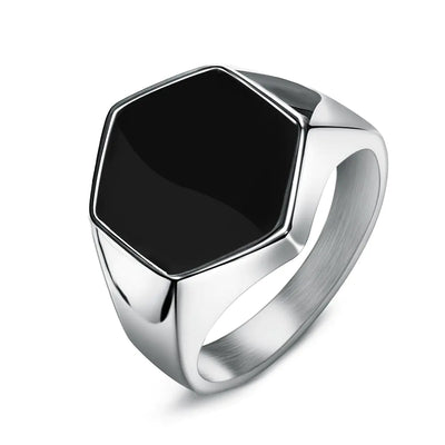 Jiayiqi Men's Stainless Steel Stone Ring