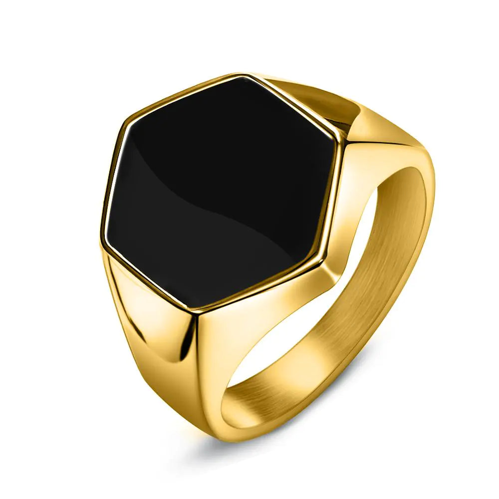 Jiayiqi Men's Stainless Steel Stone Ring