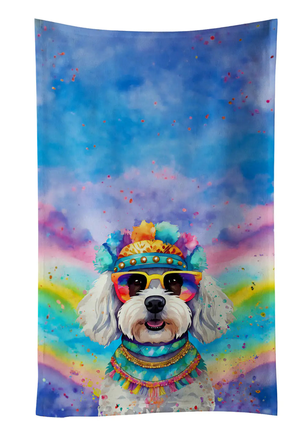 Bichon Frise Hippie Dawg Kitchen Towel