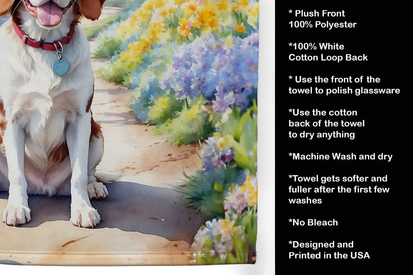 Brittany Spaniel Spring Path Kitchen Towel