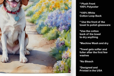 Brittany Spaniel Spring Path Kitchen Towel