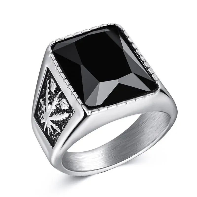 Jiayiqi Men's Stainless Steel Stone Ring