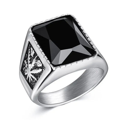 Jiayiqi Men's Stainless Steel Stone Ring