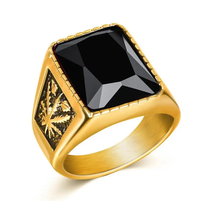 Jiayiqi Men's Stainless Steel Stone Ring