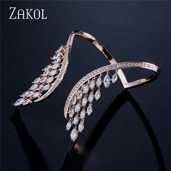 Fashion Luxury Cubic Big Angle Wings Shaped Cuff Bracelet