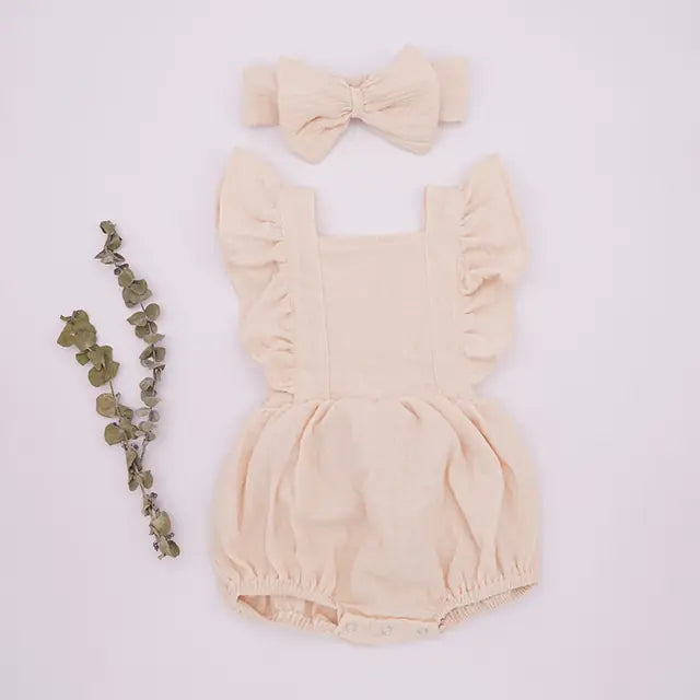 Organic Cotton Summer Baby Girl Romper with bow