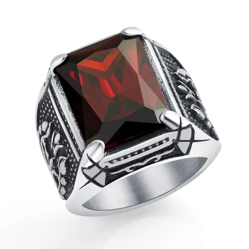 Jiayiqi Men's Stainless Steel Stone Ring