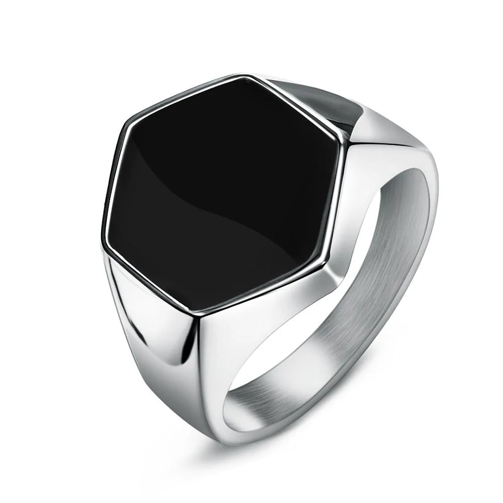 Jiayiqi Men's Stainless Steel Stone Ring