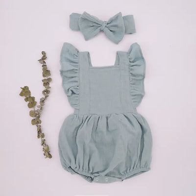 Organic Cotton Summer Baby Girl Romper with bow