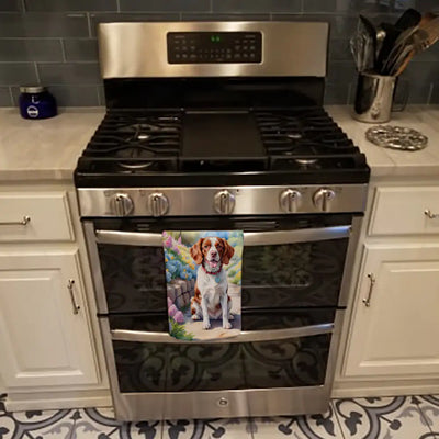 Brittany Spaniel Spring Path Kitchen Towel