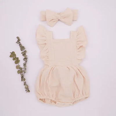 Organic Cotton Summer Baby Girl Romper with bow