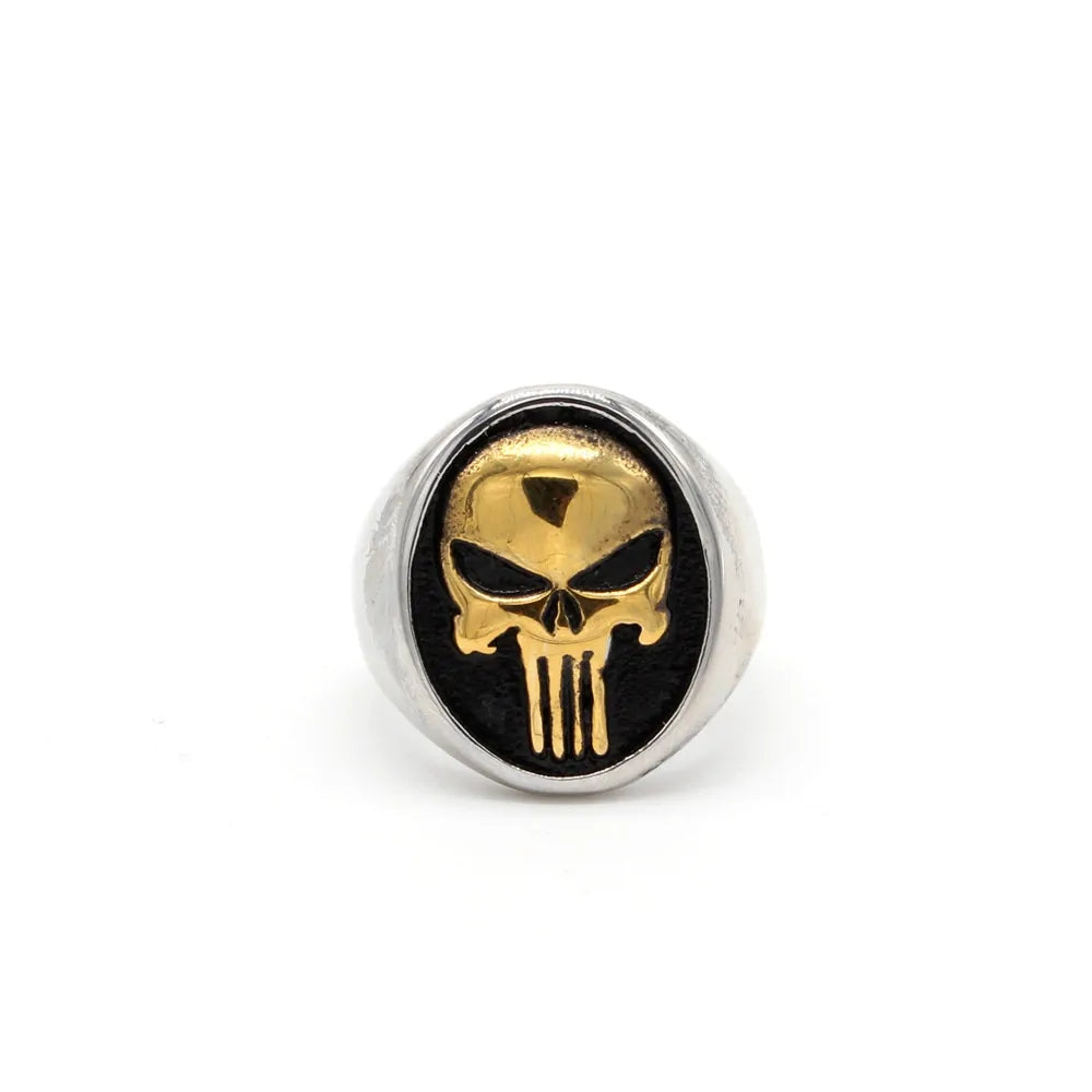 Punisher Skull Ring: Stainless Steel Biker Fashion Jewelry