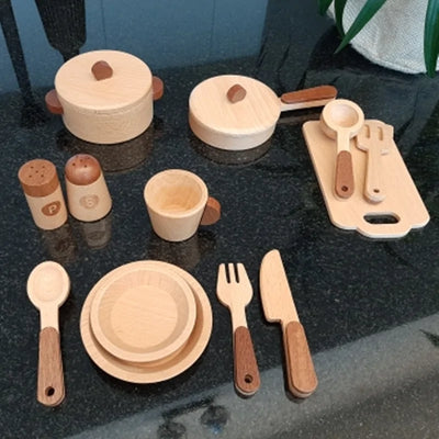 Log Wooden Kitchen Toy Set