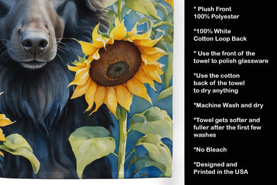 Belgian Sheepdog in Sunflowers Kitchen Towel