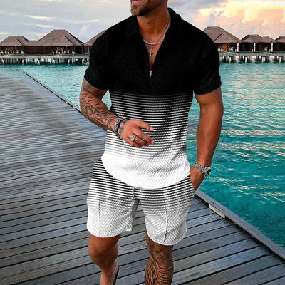 Fashion Casual Polo Two-Piece Set