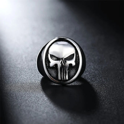 Punisher Skull Ring: Stainless Steel Biker Fashion Jewelry