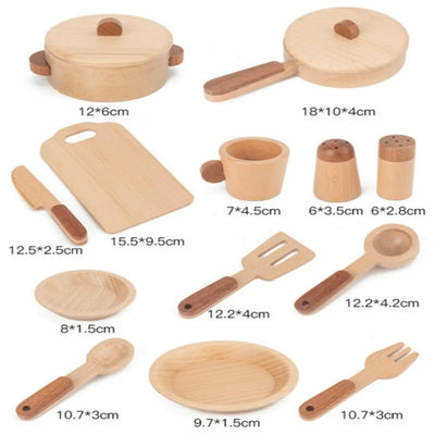 Log Wooden Kitchen Toy Set