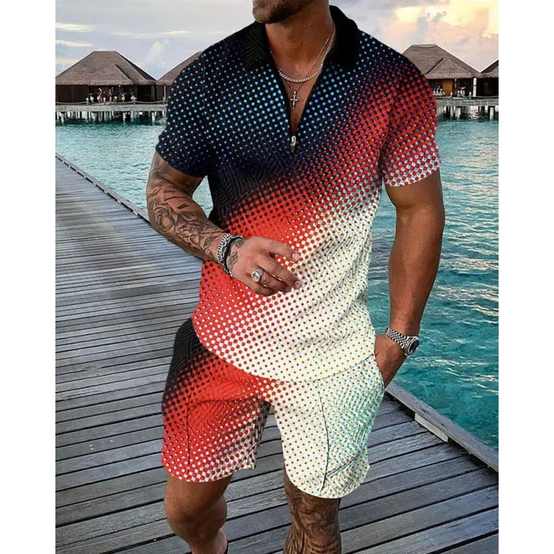 Fashion Casual Polo Two-Piece Set