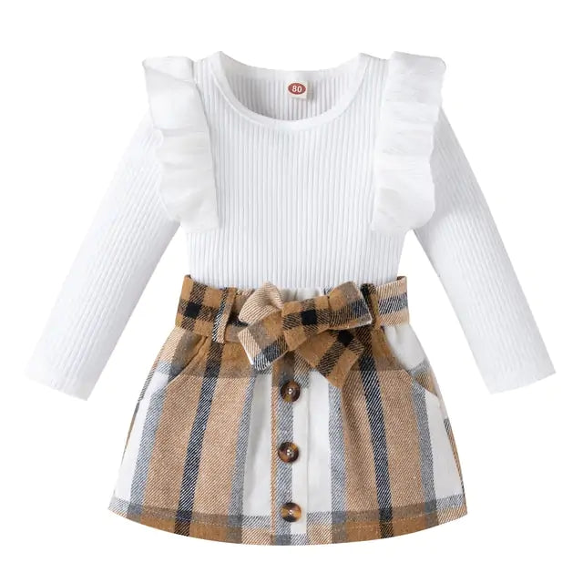 Baby Girl Knitted Ribbed Solid Color Set