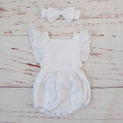 Organic Cotton Summer Baby Girl Romper with bow