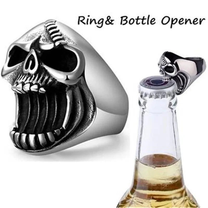 Punk Skull Head Bottle Opener Ring
