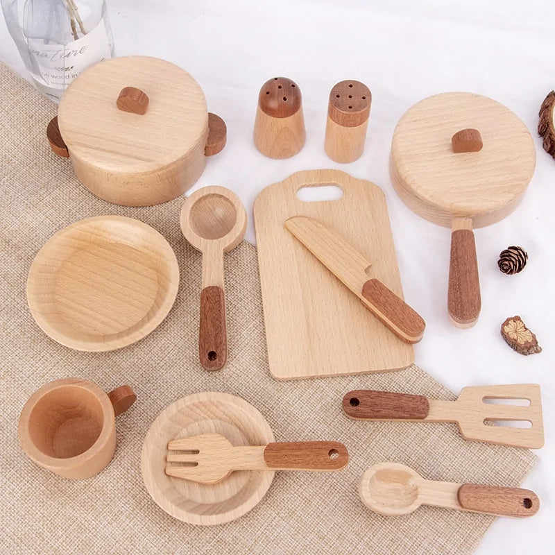 Log Wooden Kitchen Toy Set