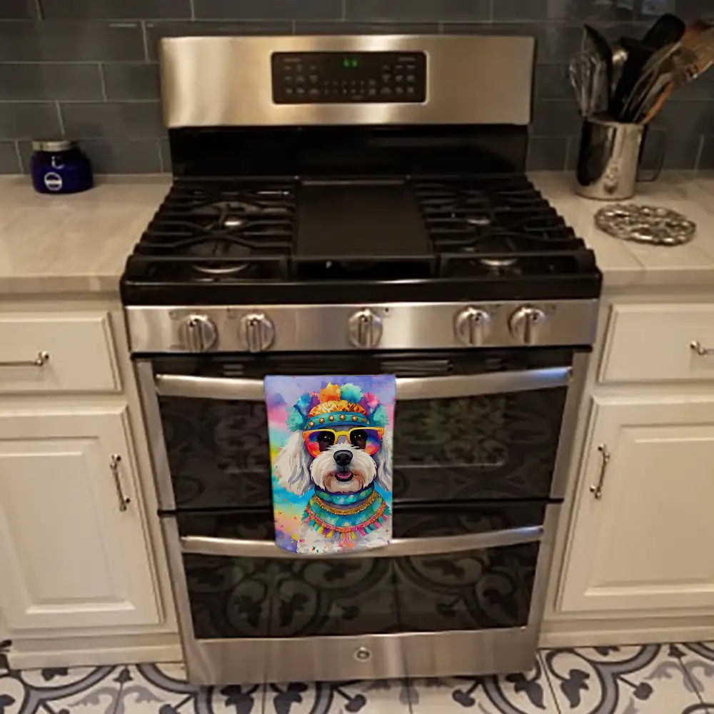Bichon Frise Hippie Dawg Kitchen Towel