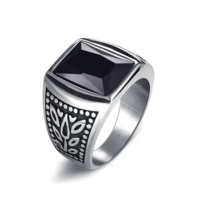Jiayiqi Men's Stainless Steel Stone Ring