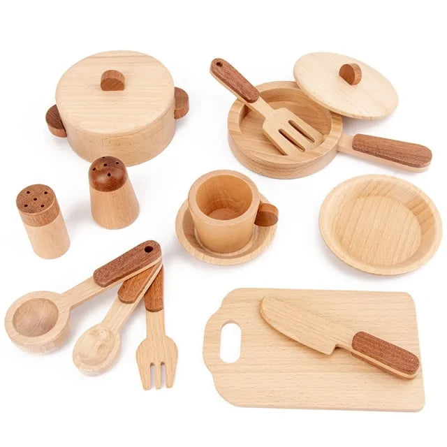 Log Wooden Kitchen Toy Set