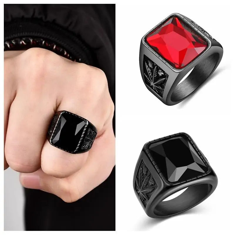 Jiayiqi Men's Stainless Steel Stone Ring