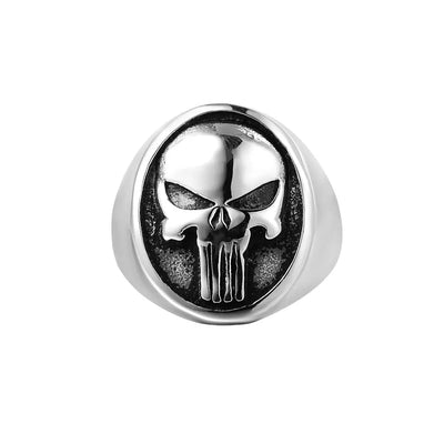 Punisher Skull Ring: Stainless Steel Biker Fashion Jewelry