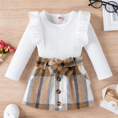 Baby Girl Knitted Ribbed Solid Color Set
