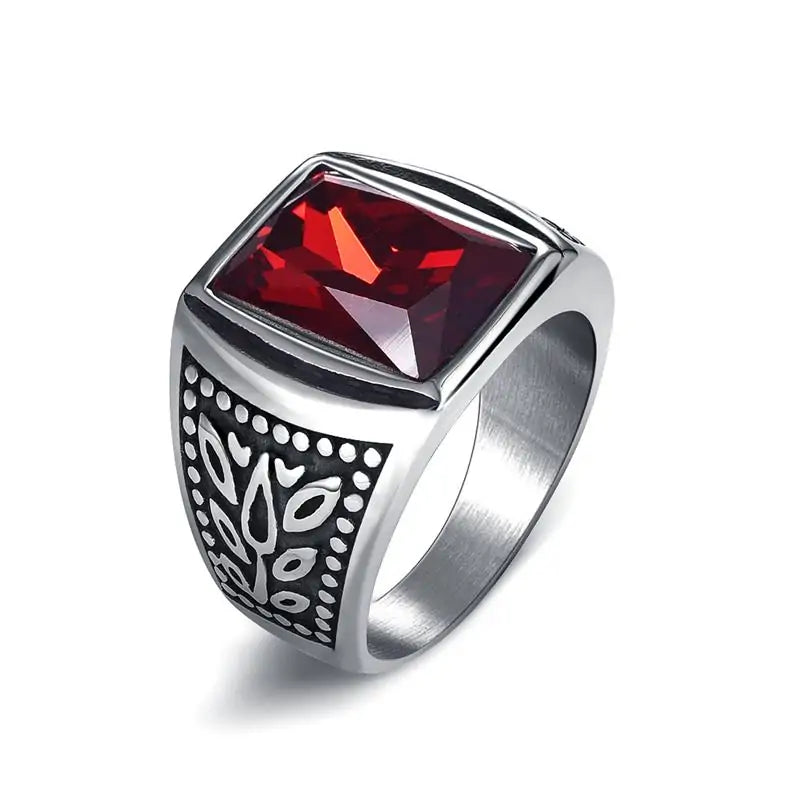 Jiayiqi Men's Stainless Steel Stone Ring